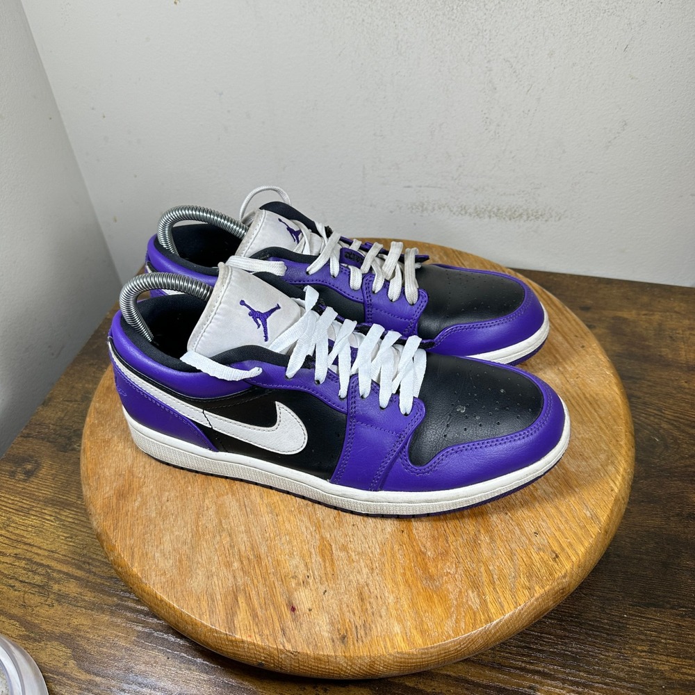 Nike Air Jordan 1 Low Court Purple Black White Mens Size 8 Sneakers 553558-501